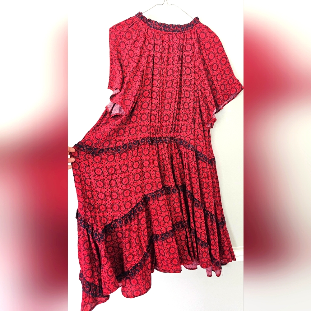 Anthropologie Red Printed Dress - Picture 2 of 3